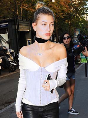 Celebrities Hailey Baldwin Wearing Corset- Waist Training